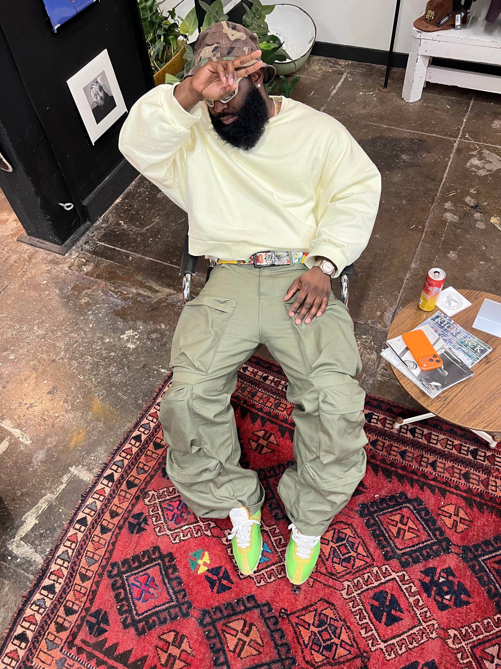 Deep Pocket Cargo Denim Olive