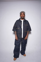 Deep Pocket Cargo Denim (Dark Wash)