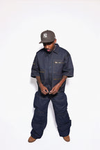 Deep Pocket Cargo Denim (Dark Wash)